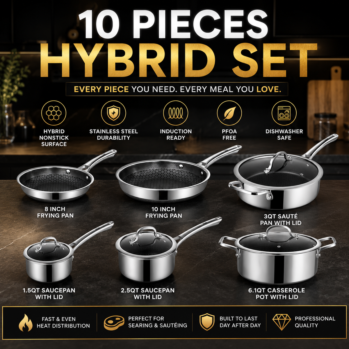 PREMIUM HYBRID COOKWARE SET