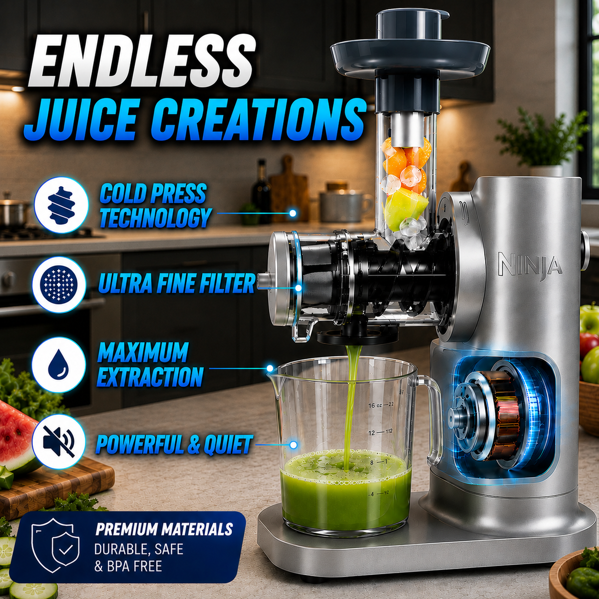 Vacora NeverClog 3-in-1 Juicer