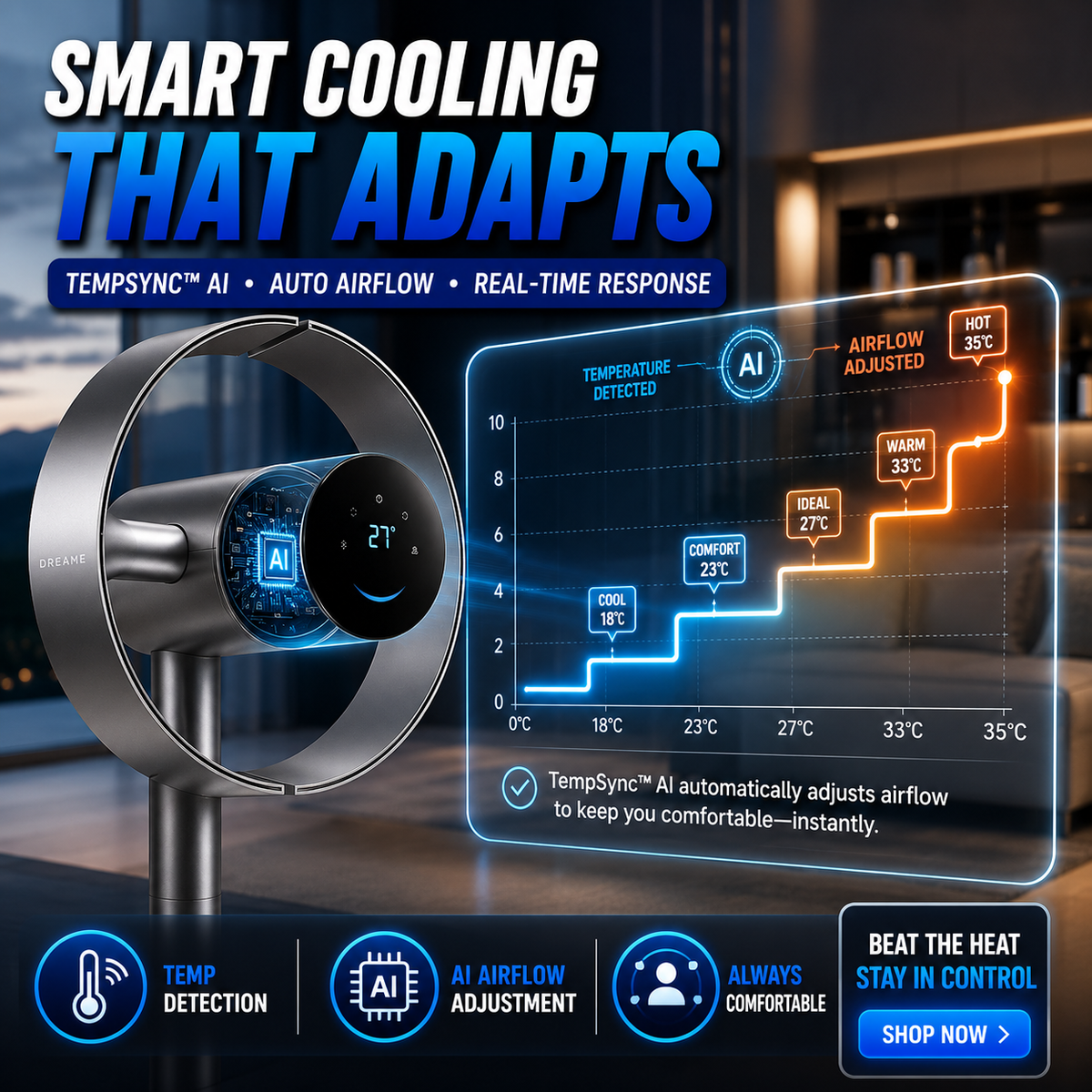 Vacora M10 Bladeless Tower Fan