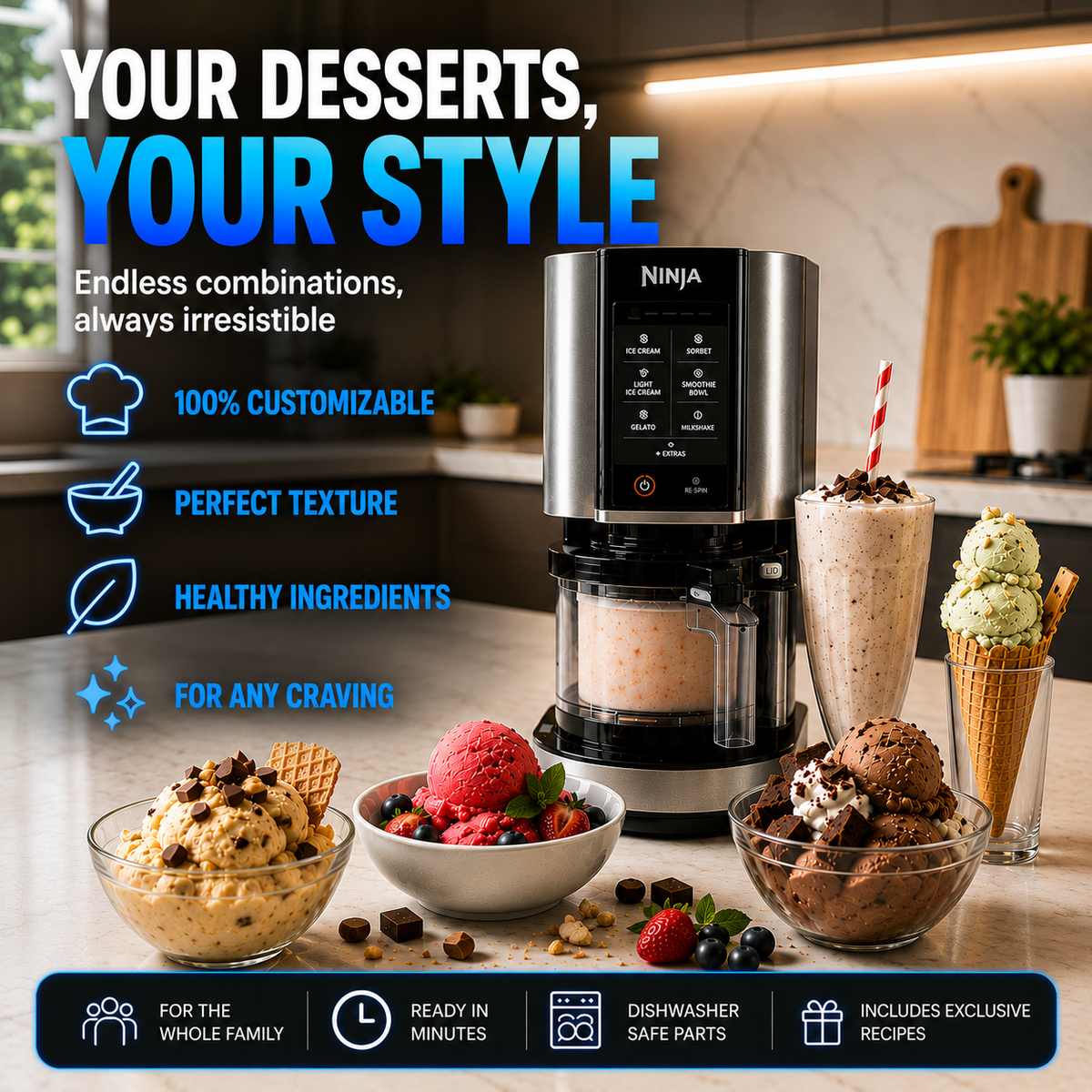 Vacora CREAMI 7-in-1 Ice Cream Maker